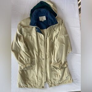 London Fog Blue and Beige Hooded Coat